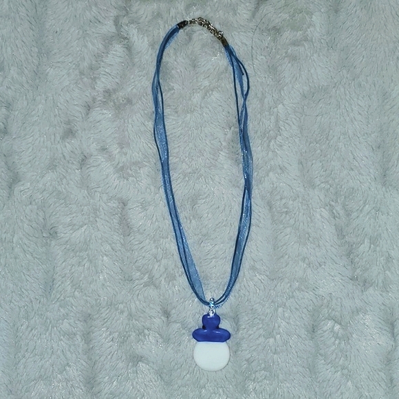 Art Glass Snowman Necklace - Picture 2 of 8